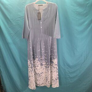 Noracora Womens Floral Print Maxi Dress Long Sleeve Size S 100% Polyester